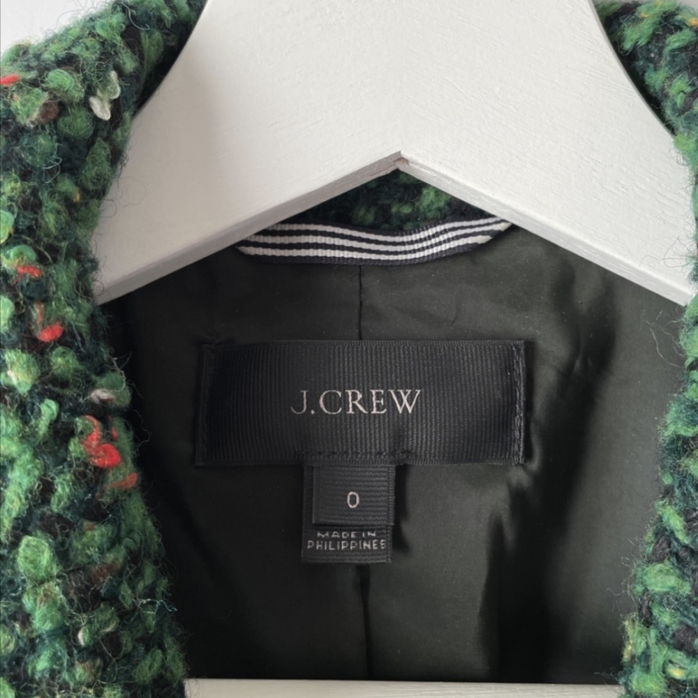J. Crew Green Daphne Tweed Topcoat Coat Size 0 XS - Picture 12 of 15